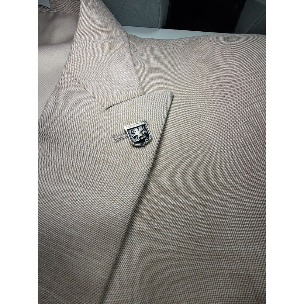 $349 NWT Stacy Adams Suit Jacket Blazer And Vest Size 48L Solid Light Carmel New - Picture 2 of 10